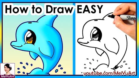 How To Draw A Dolphin Cute Easy New Drawing Tutorial Youtube