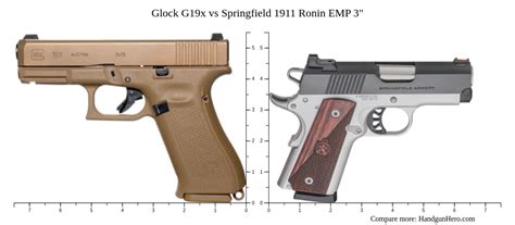 Glock G19x vs Springfield 1911 Ronin EMP 3" size comparison | Handgun Hero