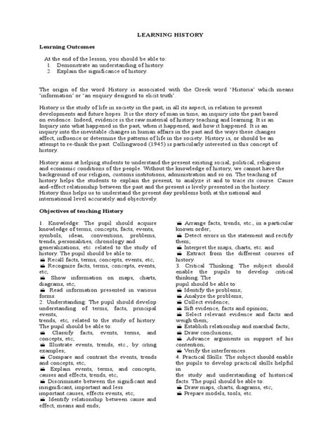 Lesson 1 Learning History Pdf Download Free Pdf Concept Knowledge