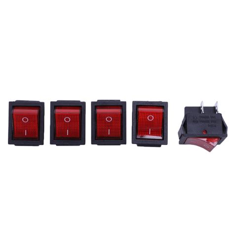 5 X Red Illuminated Light Onoff Dpst Boat Rocker Switch 16a250v 20a