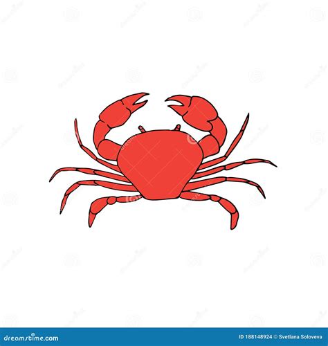 Vector Hand Drawn Doodle Sketch Colored Crab Stock Illustration