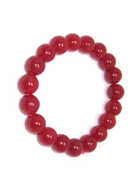 Chinese Red Jade Bead Bracelet