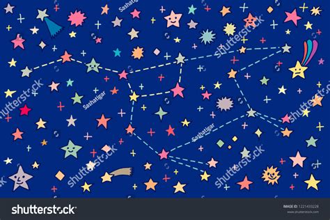 Doodle Constellation Ursa Major Stars Hand Stock Vector Royalty Free