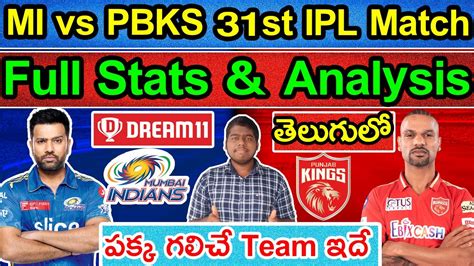 MI Vs PBKS Dream 11 Team Telugu MI Vs PBKS Dream 11 Prediction