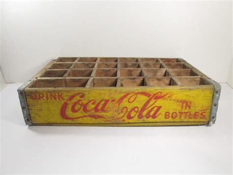 Coca Cola Wooden Crate Yellow 1960 S Divided 24 Sections