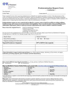 Fillable Online Predetermination Request Form Fax Email Print Pdffiller