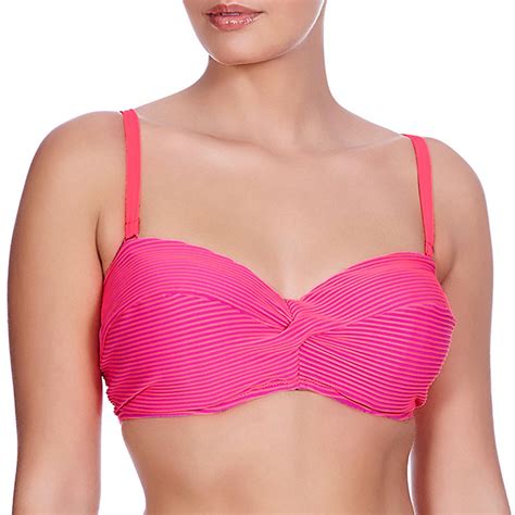 Pink Coral Horizon Underwired Twist Front Bandeau Bikini Top Brandalley