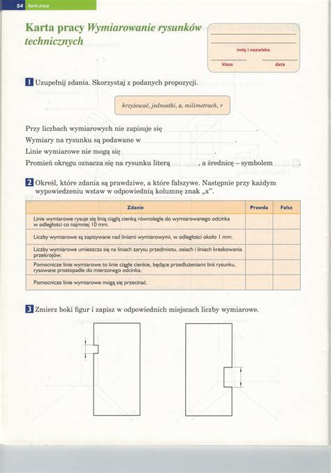 Karta Pracy Wymiarowanie Rysunków Technicznych