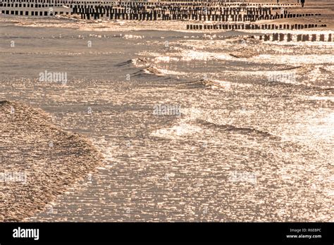 Sunrise Over The Baltic Sea With Groins Stock Photo Alamy