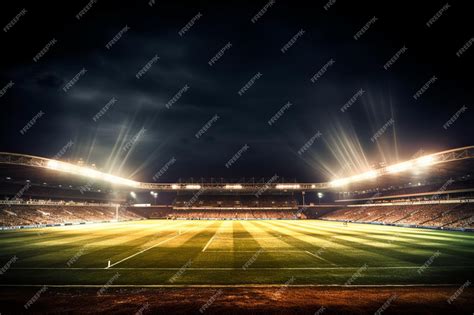 Premium AI Image | stadium in lights and flashes football field