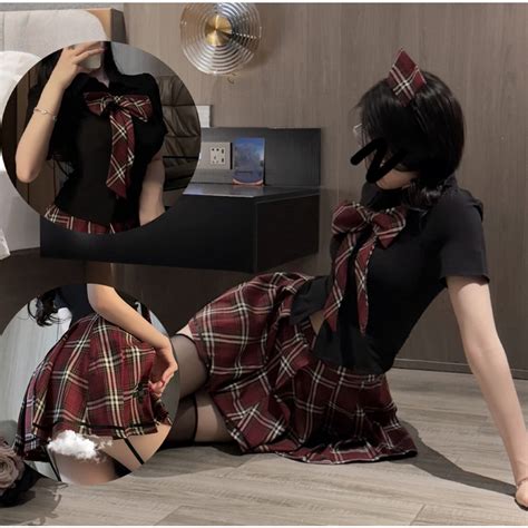 Jual Lingerie Wanita Hot Jumbo Set Seragam Cosplay Bow Siswa Kostum Rok