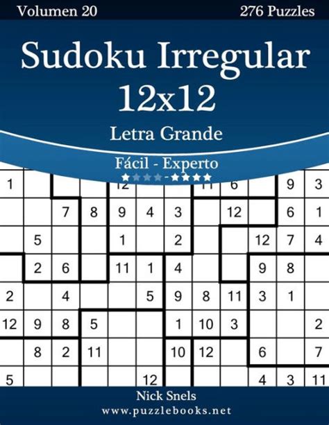 Sudoku Irregular 12x12 Impresiones con Letra Grande De Fácil a