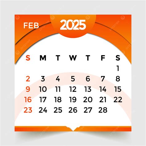 Calendario 2025 Mes De Febrero Vector Descarga Gratuita De Plantilla En