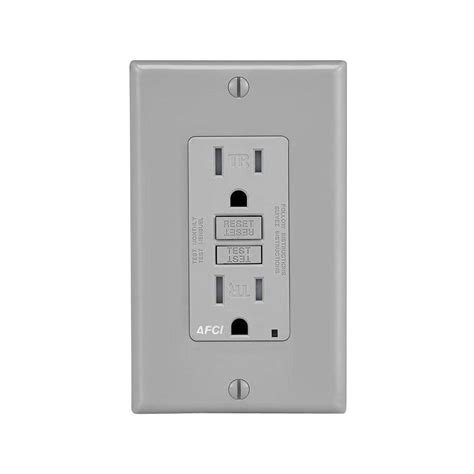 Leviton 15 Amp Tamper Resistant Afci Outlet Gray 013 Aftr1 0gy The