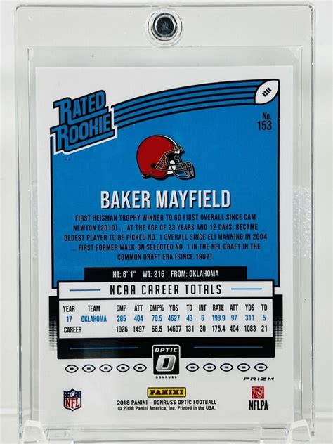 2018 Panini Donruss Optic Baker Mayfield Green Velocity Rated Rookie