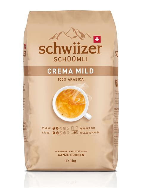 Schwiizer Schüümli Crema Mild Bohne 1kg KaffeeGenuss Shop de