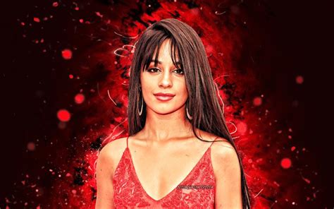 Download Wallpapers Camila Cabello 4k Red Neon Lights American