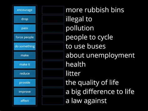 Unit 8g Collocations Match Up