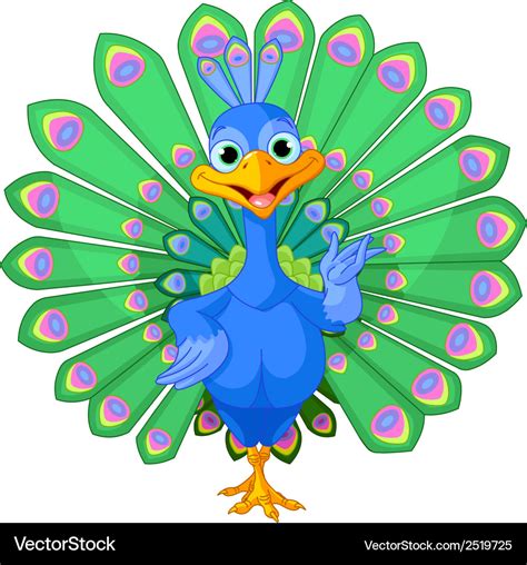 Cartoon Peacock Royalty Free Vector Image Vectorstock