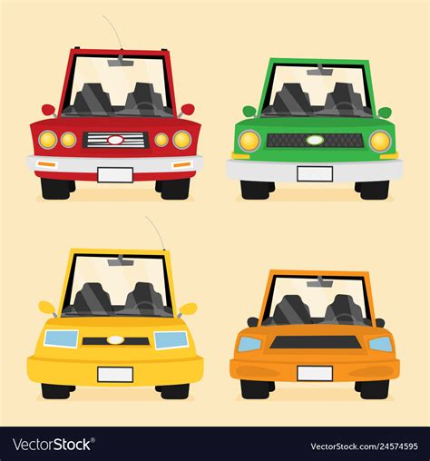 Car Front View Flat Set Royalty Free Vector Image