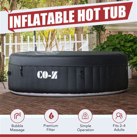 Portable Hot Tub With Bubble Jets Auto Pump 4 Person 6' Inflatable Hot ...