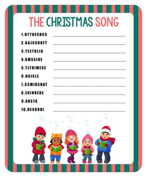 Christmas Song Scramble 14 Free Pdf Printables Printablee