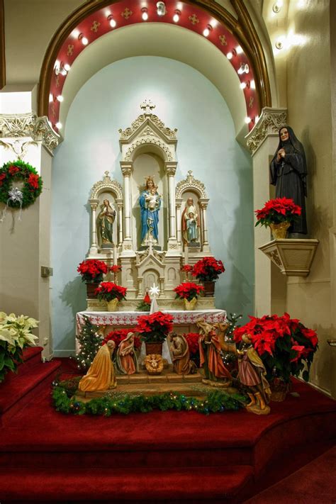 Christmas 2013 - Side Altar #olmcdenver | Catholic church, Christmas, Lady of mount carmel