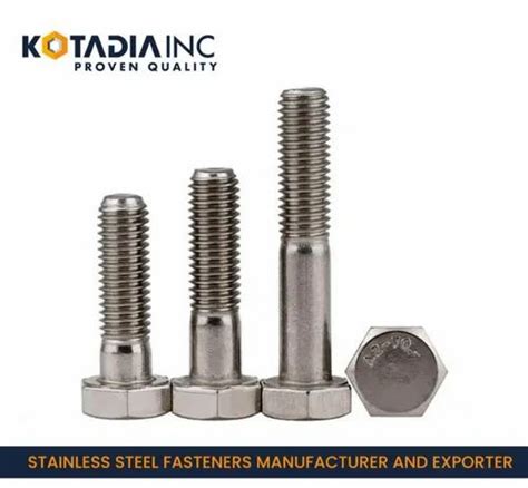 Hexagonal Stainless Steel Hex Bolt Half Threaded Din Iso