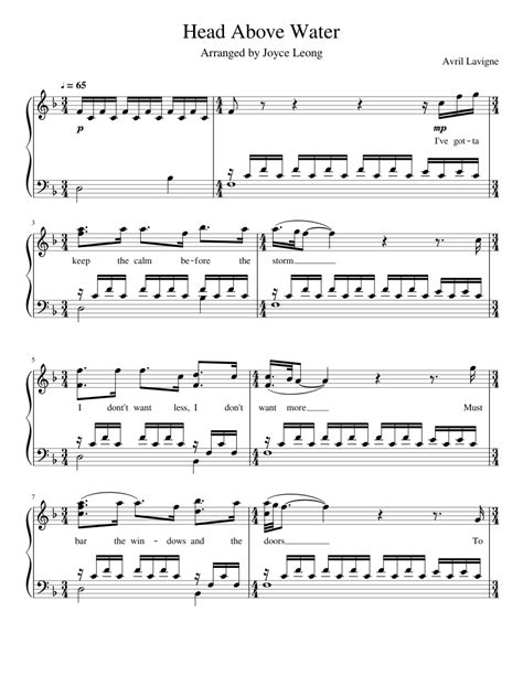 Head Above Water Avril Lavigne Sheet Music For Piano Solo