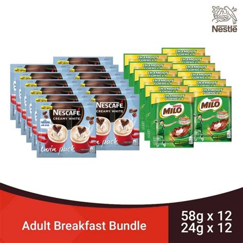 NESCAFÉ Creamy White 3 in 1 Coffee Twin Pack 58g of 12 MILO Powdered