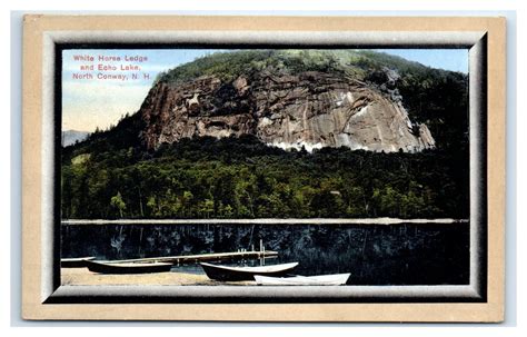 North Conway Nh Postcard White Horse Ledge Echo Lake Mountains Dock