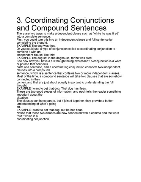 3 Coordinating Conjunctions And Compound Sentences 3 Coordinating