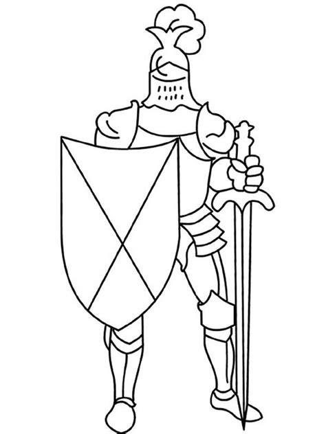 Knight Armor With Sword And Shield In Middle Ages Coloring Page Color