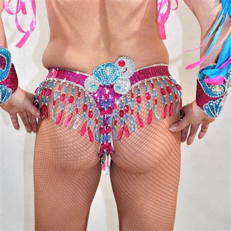 Samba Show Girl Bra Bikini Brazilian Pink Blue Set Belly Dance Carnival Costume Waistband Bra