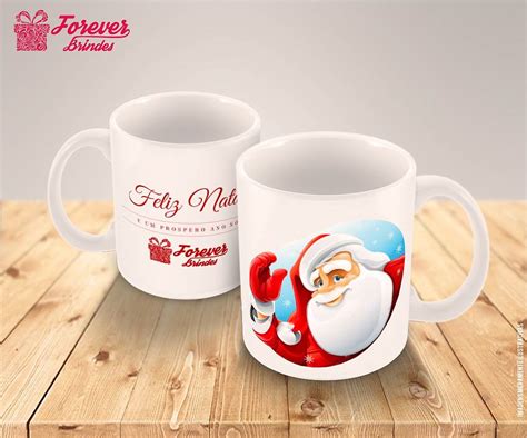 Caneca Porcelana Personalizada Feliz Natal FOREVER BRINDES