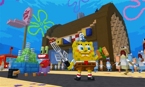 Minecraft Spongebob Dlc Jelajahi Bikini Bottom Dengan Skin Tokoh Film Spongebob