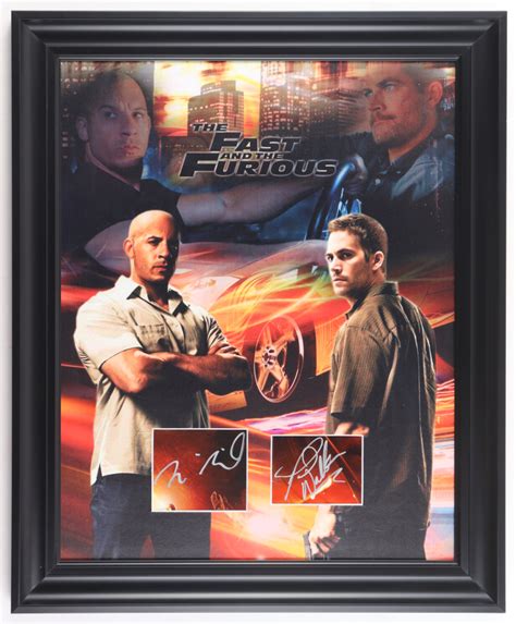 Paul Walker And Vin Diesel Dual Signed The Fast And The Furious Custom Framed Cut Display