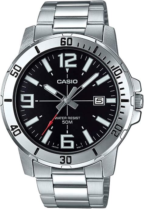 Amazon Casio MTP VD01D 1BV Men S Enticer Stainless Steel Black