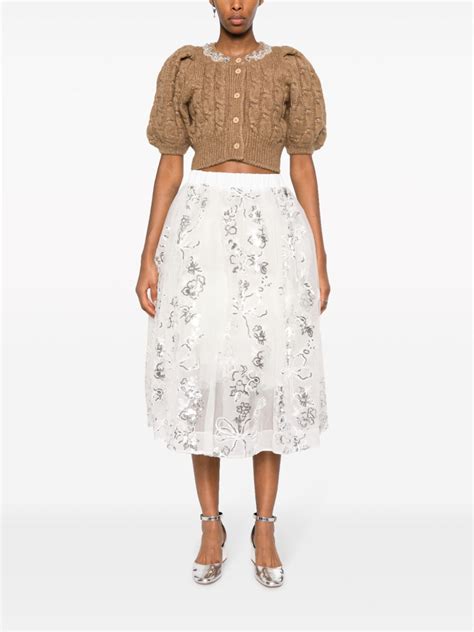 Simone Rocha Sequin Embellished Tulle Midi Skirt Farfetch