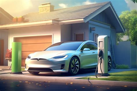 Premium AI Image | charging station for electric vehicles in a home with a car