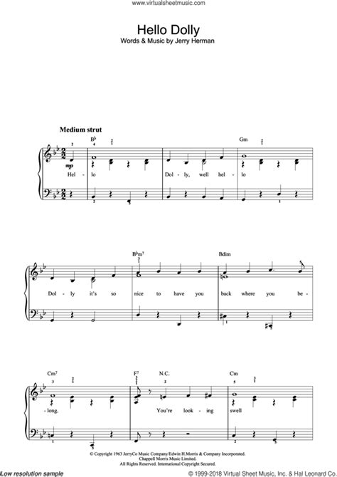 Hello Dolly Sheet Music For Piano Solo Pdf Interactive