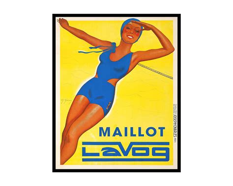 Poster Master Vintage Maillot Lavog Poster Retro Maillot Lavog Swimsuit Print Advertising