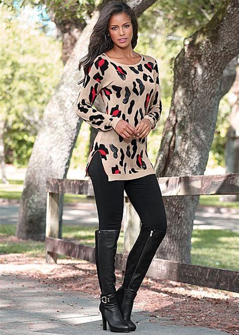 Bright Spot Leopard Sweater Jeggings Boots In Venus Cold Outfits