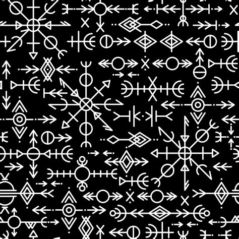 Ethnic Norwegian Icelandic Seamless Pattern Runic Talismans Of The