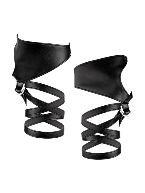 Sacina Goth Black Pu Leather Fingerless Gloves Fingerless Leather
