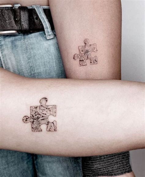 Matching Twin Tattoos To Honor The Unbreakable Bond Puzzle Tattoos