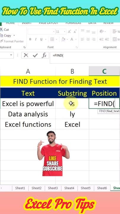 How To Use Find Function In Excel Exceltips Exceltech Exceltutorial Excelworld Findfunction