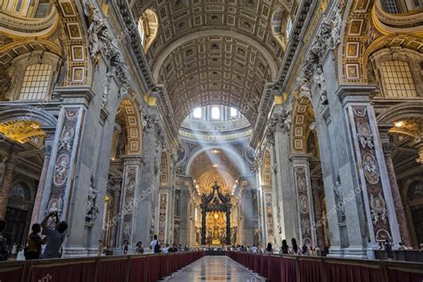 Interior of St. Peter's Cathedral, Vatican City. Italy – Stock ...