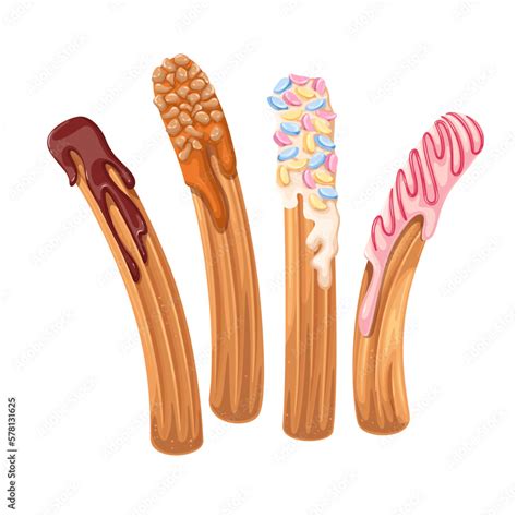 Vetor De Churros Set Vector Illustration Cartoon Isolated Sticks From