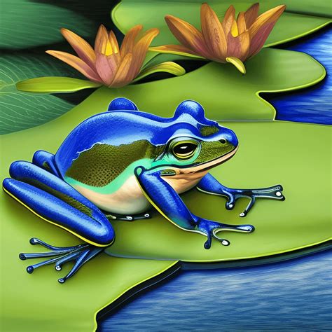 Blue Frog Graphic · Creative Fabrica